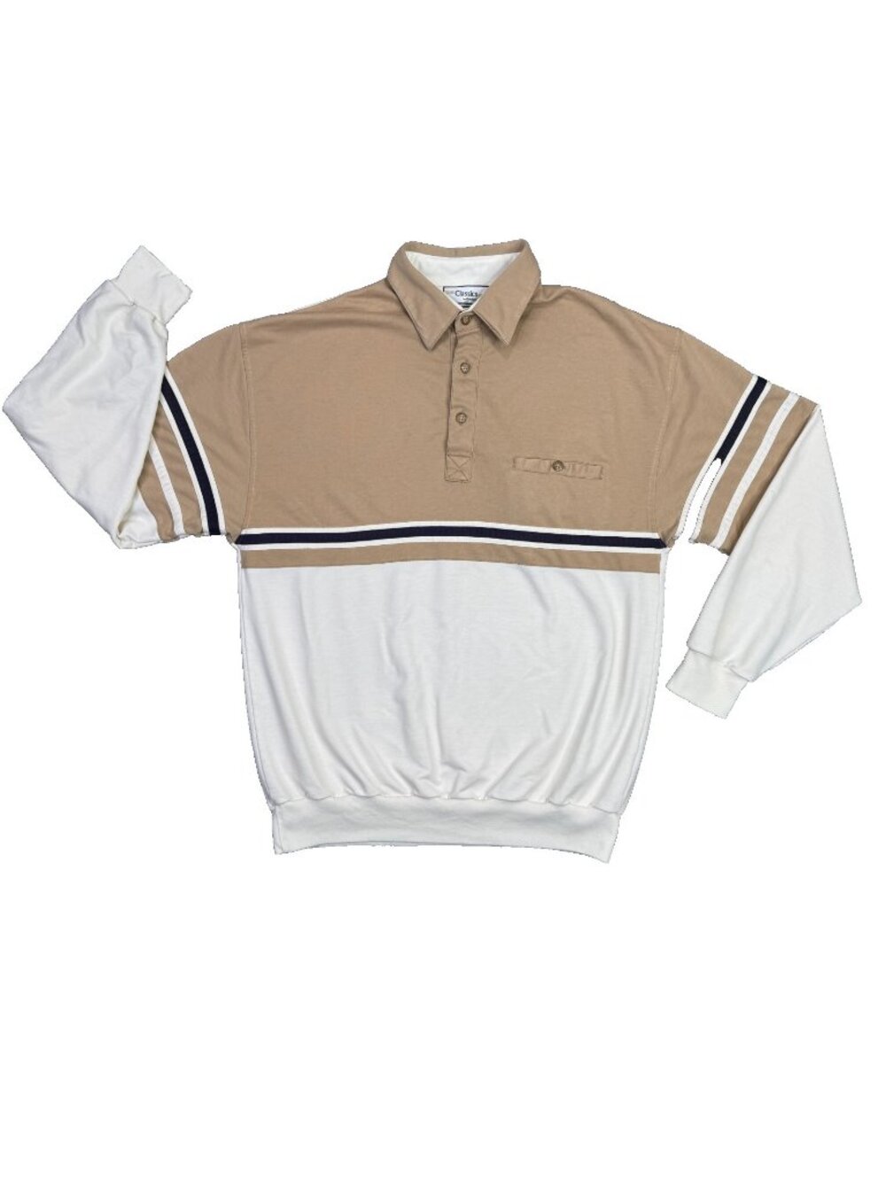 Classics by Palmland Polo Shirt Mens Medium M Tan Beige Grandpa Vintage 90s Y2K